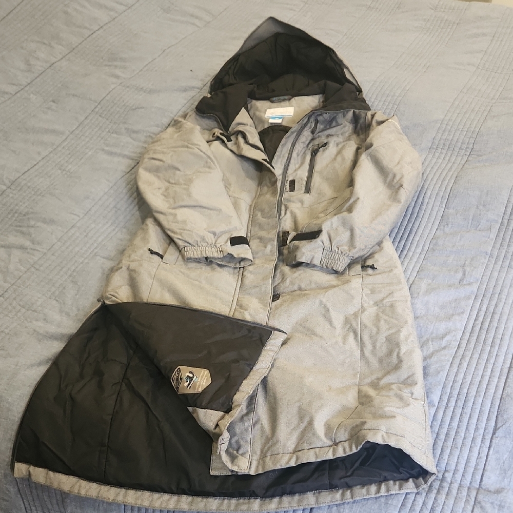 Columbia Black and Gray Herringbone Winter Coat